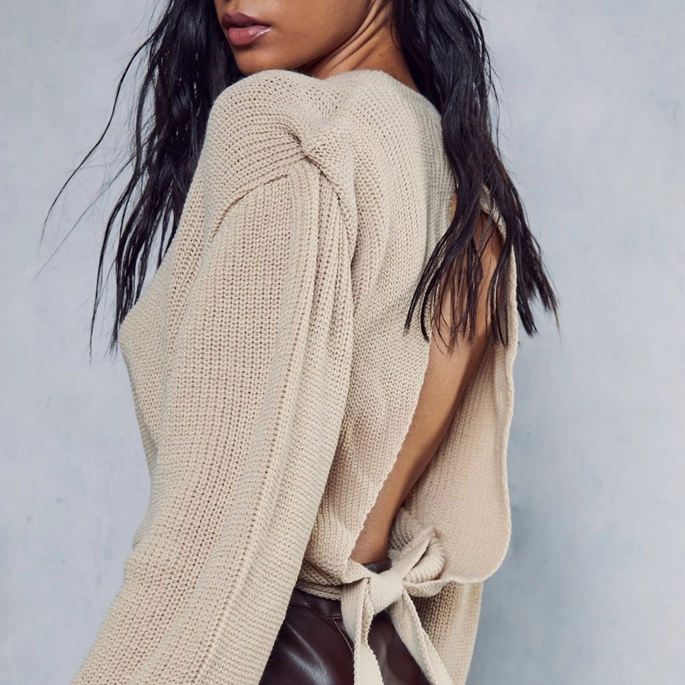 SOLD MISSPAP Cut Out Tie Back Detail Sweater